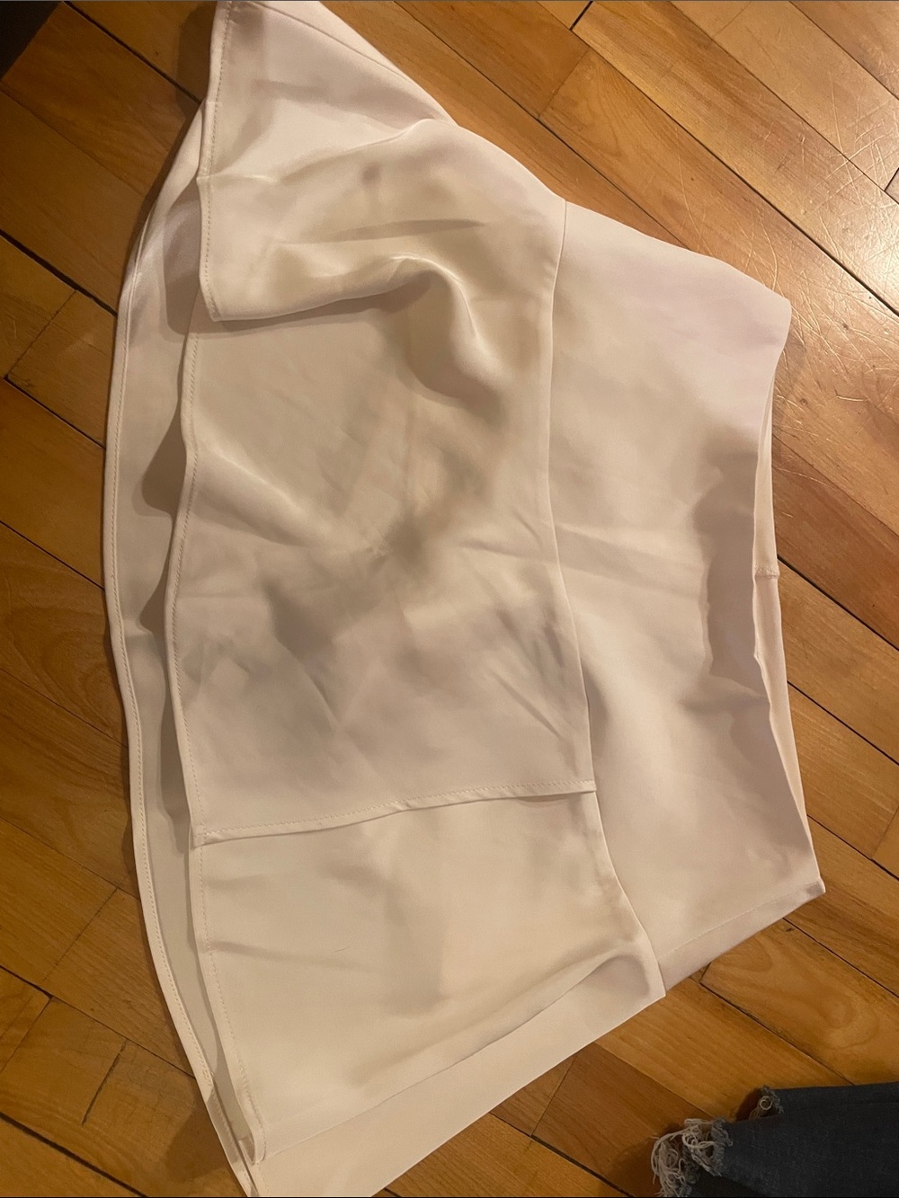 Garage Cream Mini Skirt with Flowy Overlay